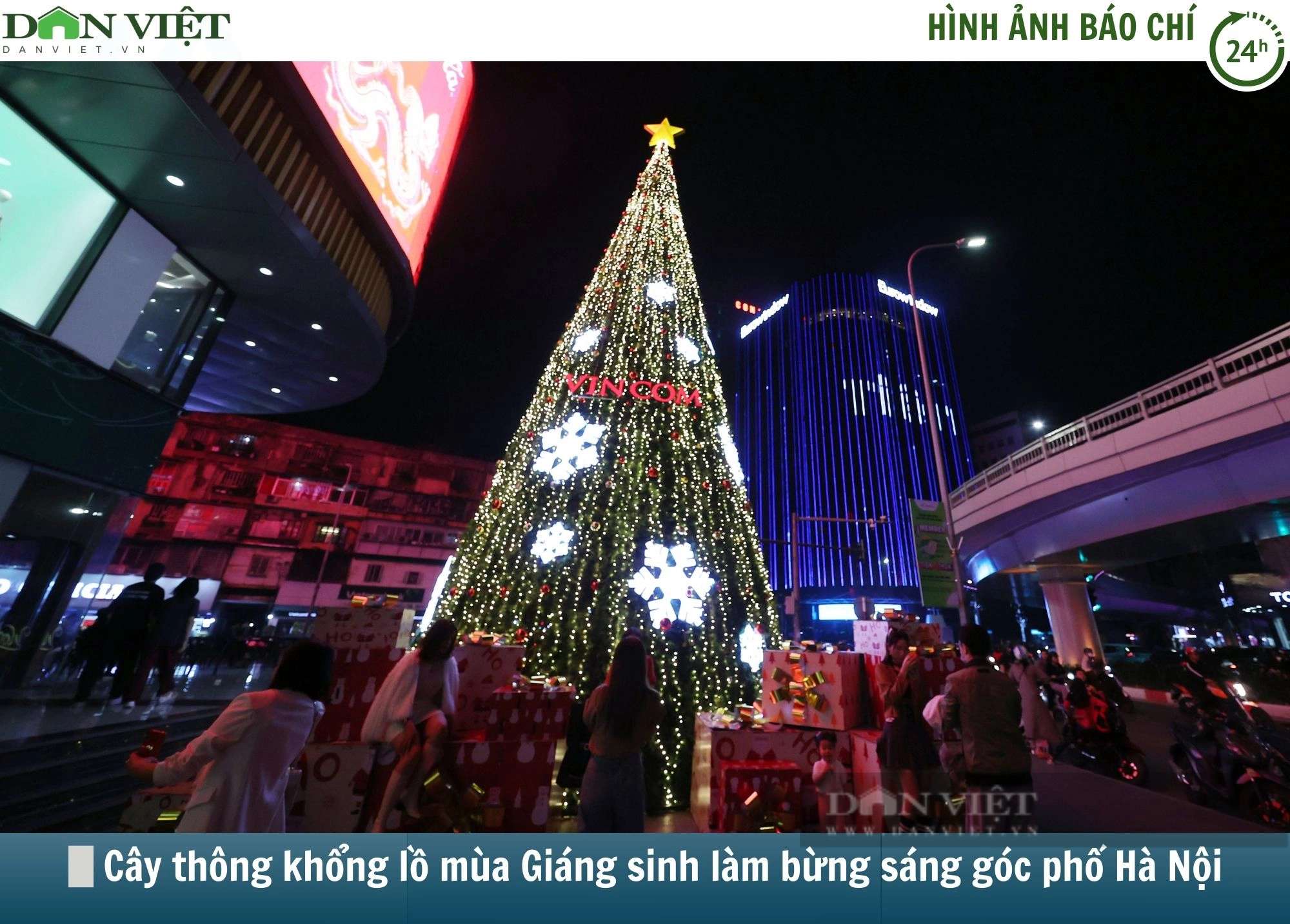 Hình ảnh báo chí 24h: Hàng loạt cây thông khổng lồ mùa Giáng sinh làm bừng sáng góc phố Hà Nội - Ảnh 1.