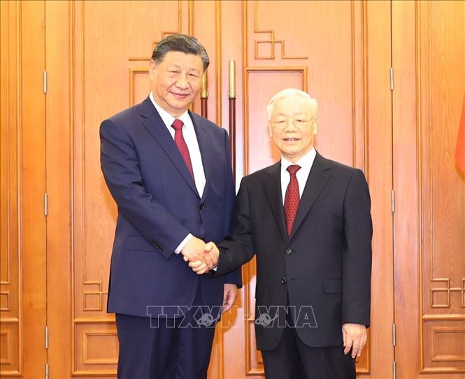Tổng Bí thư Nguyễn Phú Trọng hội đàm với Tổng Bí thư, Chủ tịch nước Trung Quốc Tập Cận Bình - Ảnh 1.