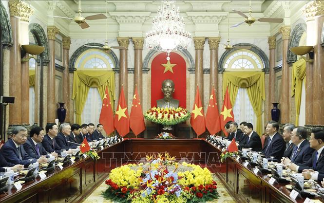 Chủ tịch nước Võ Văn Thưởng hội kiến Tổng Bí thư, Chủ tịch nước Trung Quốc Tập Cận Bình - Ảnh 7.