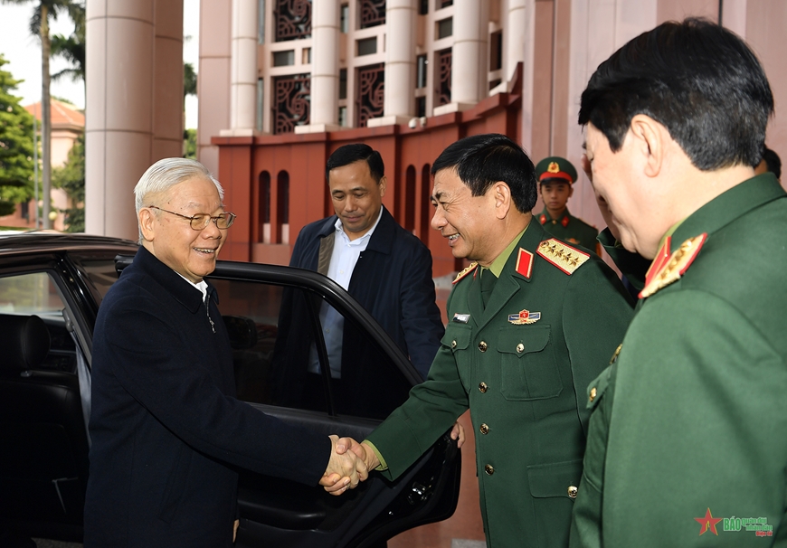 Hình ảnh Tổng Bí thư Nguyễn Phú Trọng và các đồng chí lãnh đạo Đảng, Nhà nước dự Hội nghị Quân ủy Trung ương - Ảnh 3.