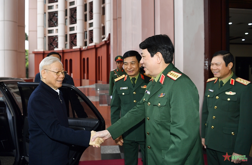 Hình ảnh Tổng Bí thư Nguyễn Phú Trọng và các đồng chí lãnh đạo Đảng, Nhà nước dự Hội nghị Quân ủy Trung ương - Ảnh 4.