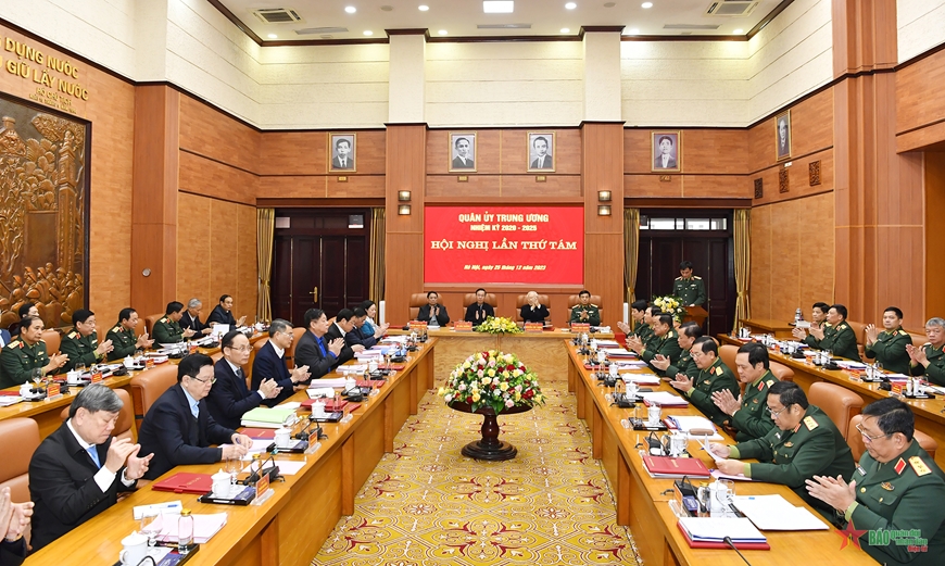 Hình ảnh Tổng Bí thư Nguyễn Phú Trọng và các đồng chí lãnh đạo Đảng, Nhà nước dự Hội nghị Quân ủy Trung ương - Ảnh 7.
