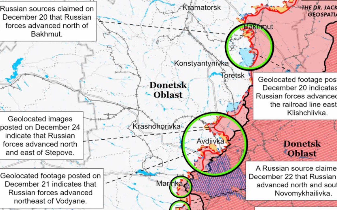 ISW thừa nhận Nga đạt được bước tiến gần Avdiivka và Kreminna