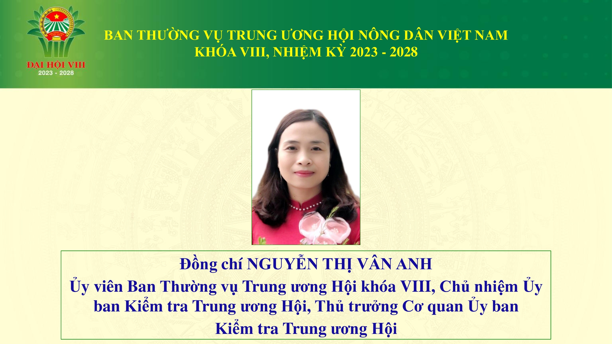 Danh sách 18 đồng chí tham gia Ban Thường vụ Trung ương Hội Nông dân Việt Nam - Ảnh 7.