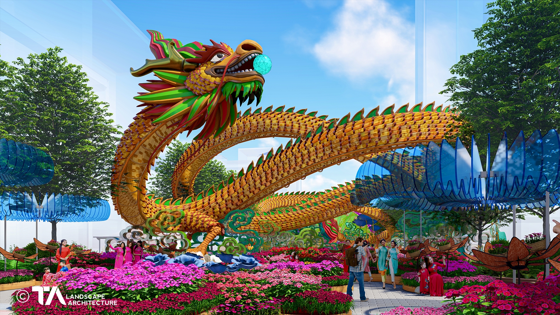 Ngắm Đường hoa Nguyễn Huệ 2024, linh vật Rồng năm nay hoành tráng dài hơn 100m - Ảnh 4.
