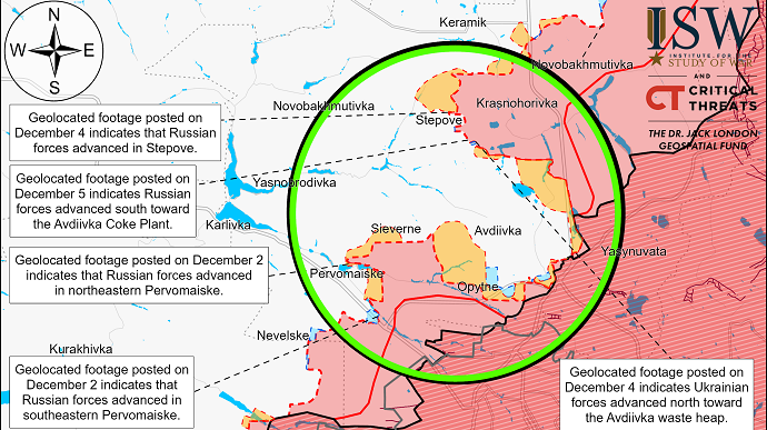 Ukraine phản công gắt, đánh bật quân Nga ra khỏi hai vị trí gần nhà máy than cốc Avdiivka  - Ảnh 1.