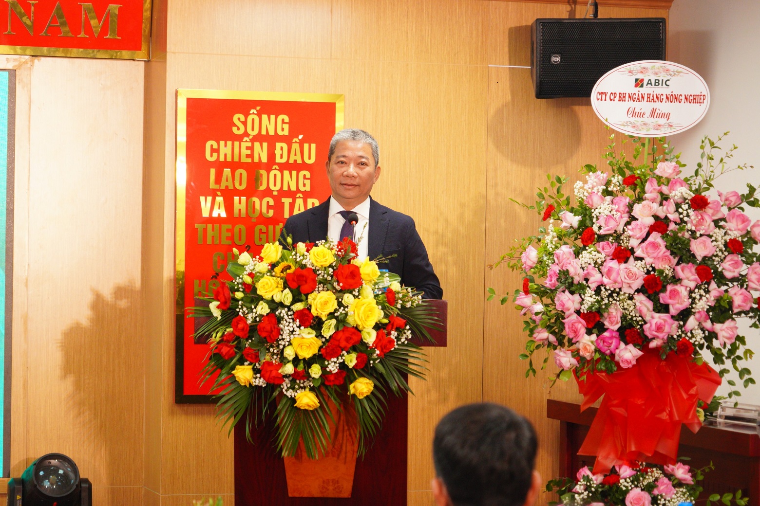 Ông Nguyễn Tiến Hải, Chủ tịch Hội đồng quản trị Công ty Bảo hiểm Agribank phát biểu tại buổi lễ.