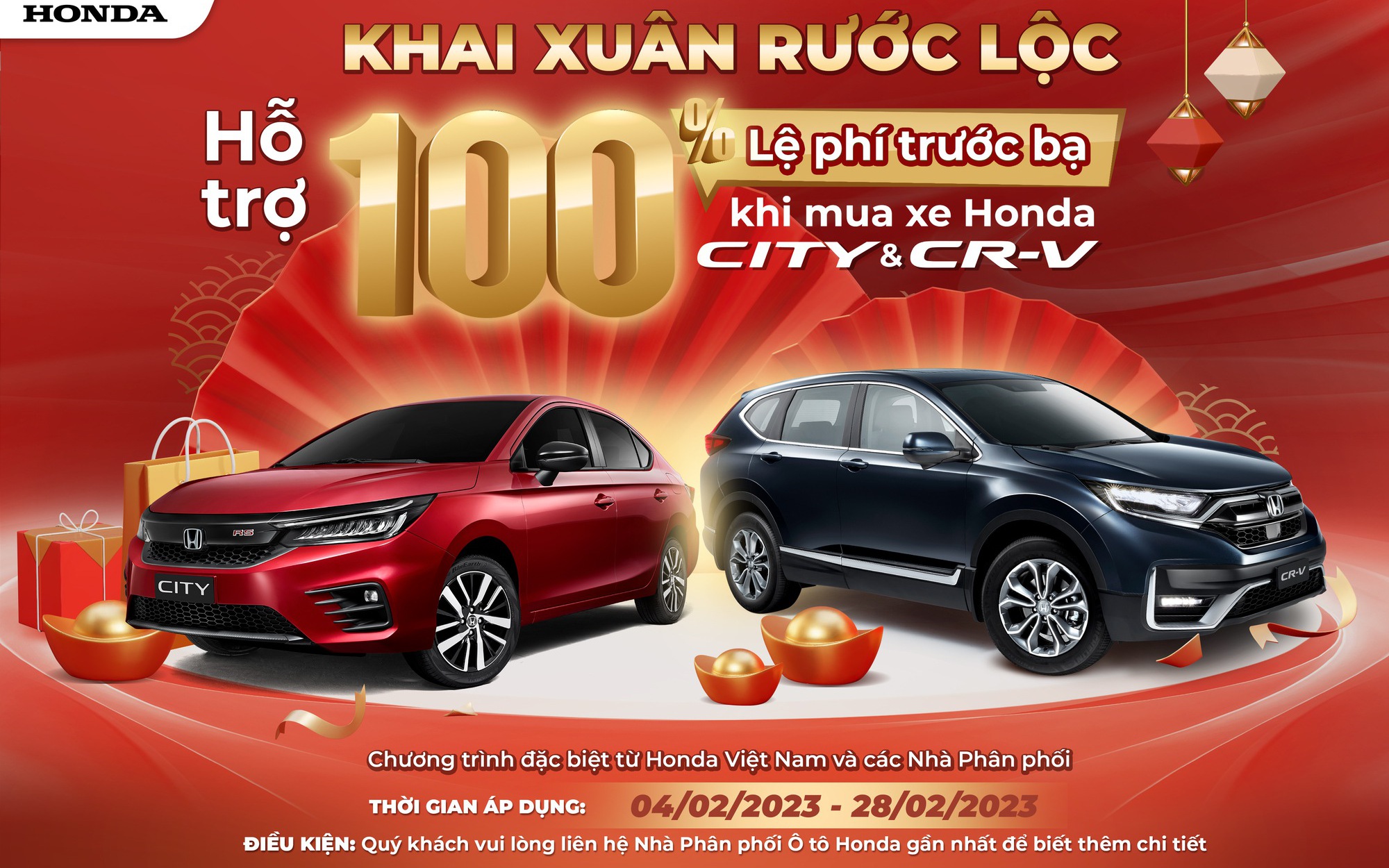 Honda Việt Nam miễn 100% trước bạ cho CR-V và City, người dùng tiết kiệm cả trăm triệu đồng