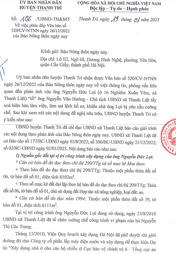 Vụ cán bộ xã Thanh Liệt tự ý sửa biên bản làm việc: UBND huyện Thanh Trì nói gì? - Ảnh 2.