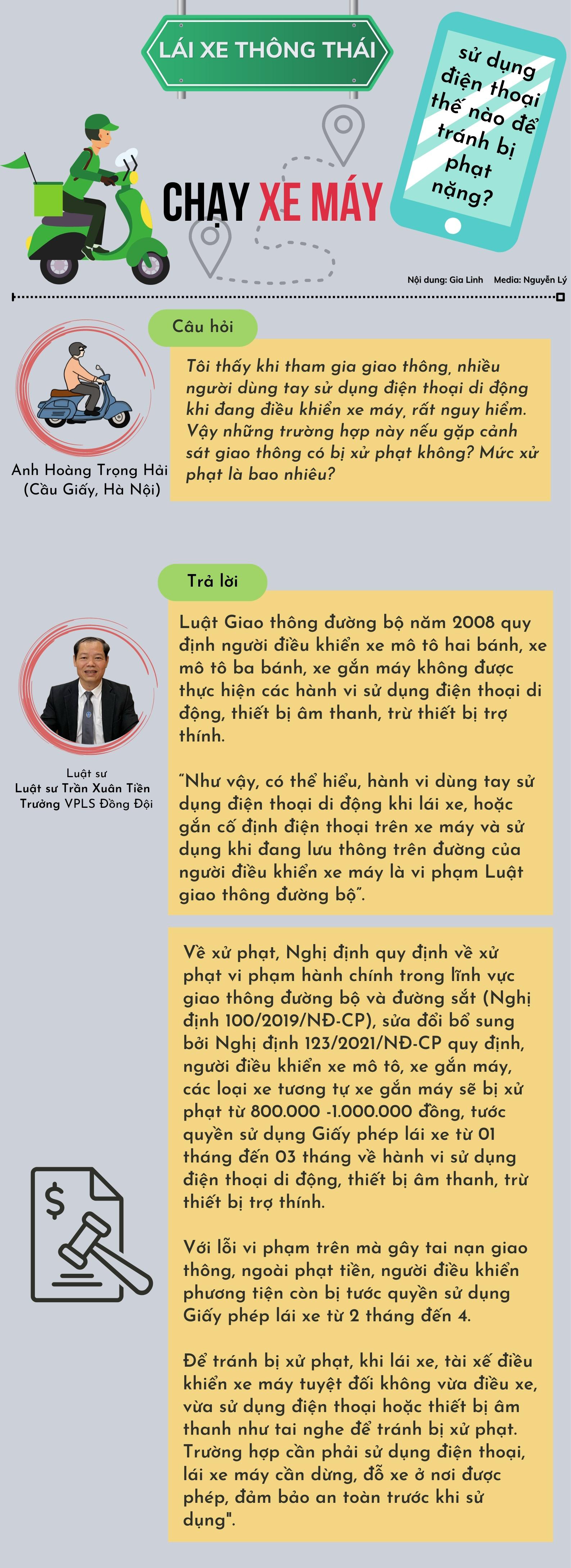 Đi xe máy, sử dụng điện thoại thế nào để tránh bị phạt nặng? - Ảnh 1.