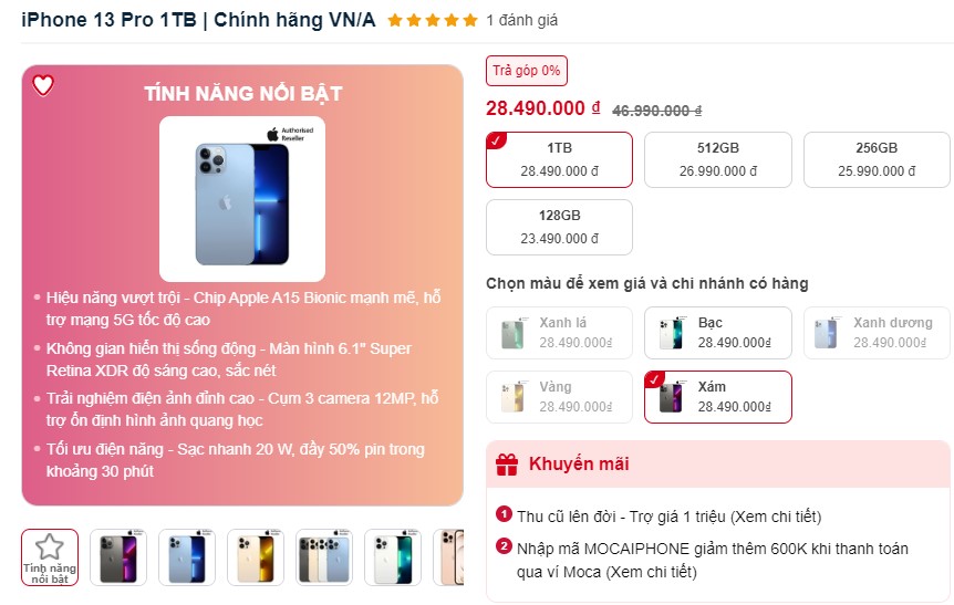 iPhone 13 Pro giảm giá kỷ lục lên tới hơn 10 triệu đồng - Ảnh 1.