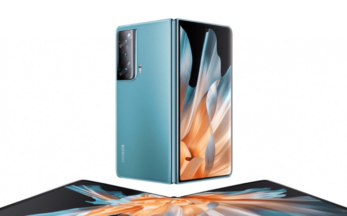 Honor đã ra mắt điện thoại gập Magic Vs trên toàn cầu tại triển lãm thương mại Mobile World Congress, đánh dấu tham vọng của công ty trong việc mở rộng sang công nghệ smartphone gập ở phân khúc cao cấp, nơi họ sẽ cạnh tranh với Apple và Samsung. Ảnh: @AFP.