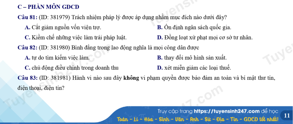 Đề thi thử tốt nghiệp THPT môn Giáo dục công dân năm 2023 - Ảnh 6.