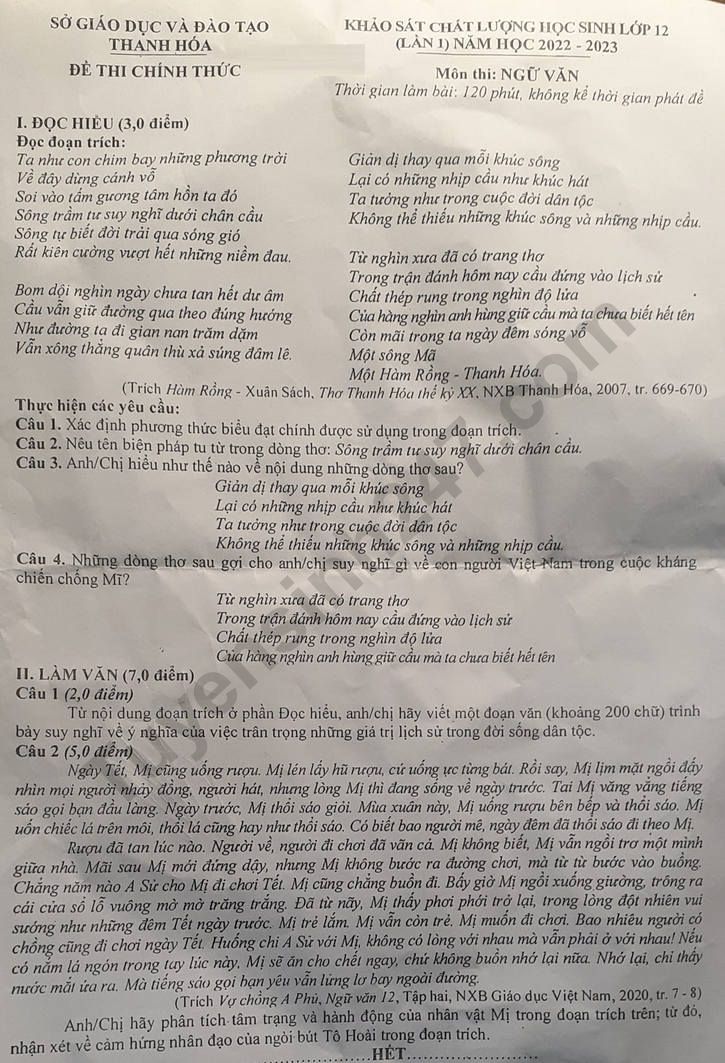 Đề thi thử tốt nghiệp THPT môn Văn năm 2023  - Ảnh 2.