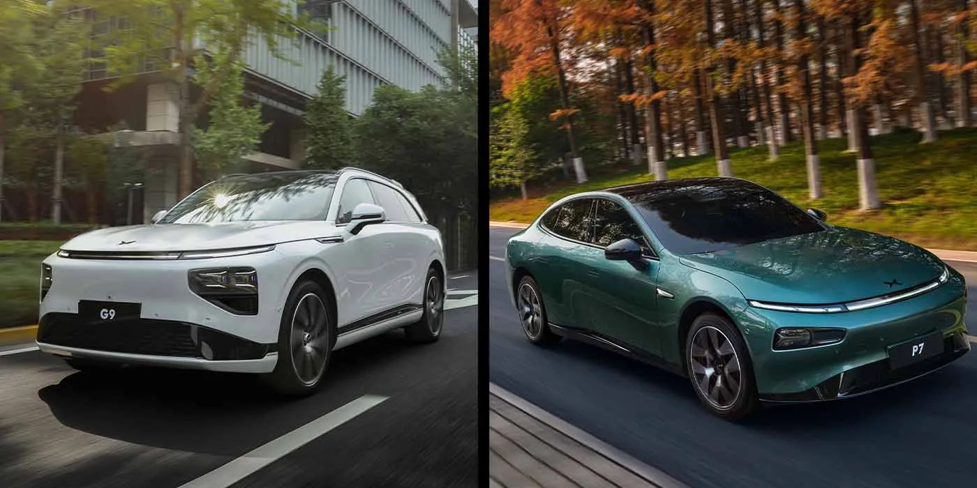 Xpeng đối đầu Tesla ở châu Âu với việc vừa ra mắt mẫu sedan P7 và SUV G9. Ảnh: @AFP.