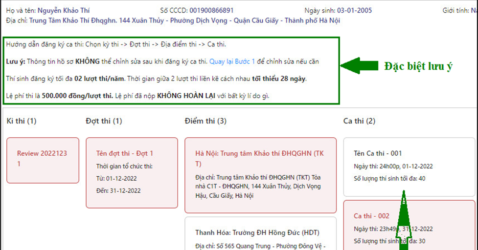 Chi tiết cách đăng ký ca thi đánh giá năng lực Đại học Quốc gia Hà Nội 2023