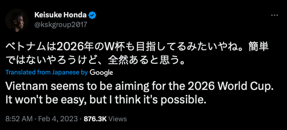 HLV Keisuke Honda: &quot;Việt Nam có thể dự World Cup 2026&quot; - Ảnh 1.