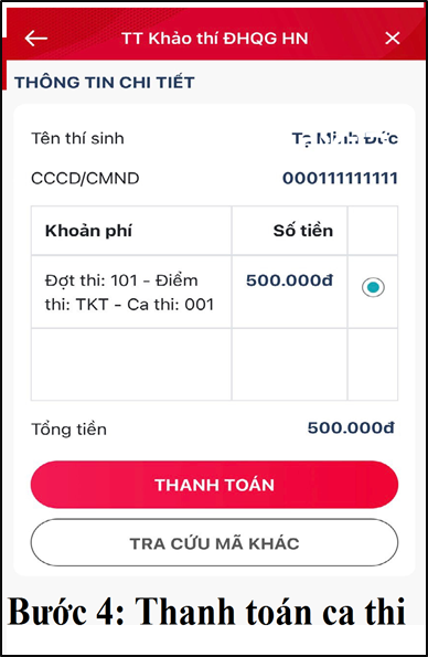 Cách thanh toán lệ phí thi đánh giá năng lực 2023  - Ảnh 5.