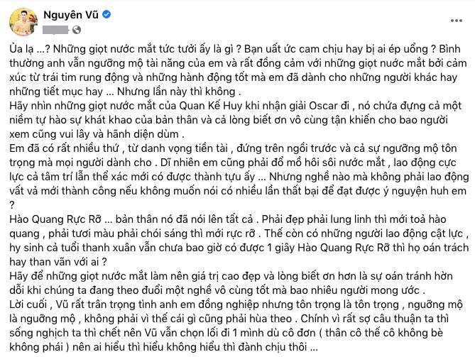 Ca sĩ Nguyên Vũ bức xúc &quot;nói thẳng&quot; vụ Trấn Thành khóc lóc kể khổ tại sự kiện của Đàm Vĩnh Hưng - Ảnh 1.