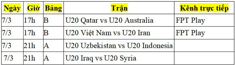 Lịch thi đấu VCK giải U20 châu Á 2023 ngày 7/3: Vé đi tiếp cho U20 Việt Nam - Ảnh 2.