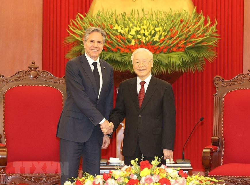 Tổng Bí thư Nguyễn Phú Trọng tiếp Ngoại trưởng Mỹ Antony Blinken - Ảnh 2.
