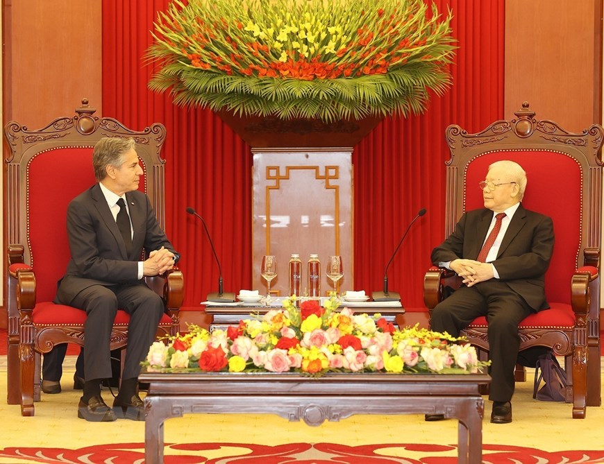 Tổng Bí thư Nguyễn Phú Trọng tiếp Ngoại trưởng Mỹ Antony Blinken - Ảnh 4.