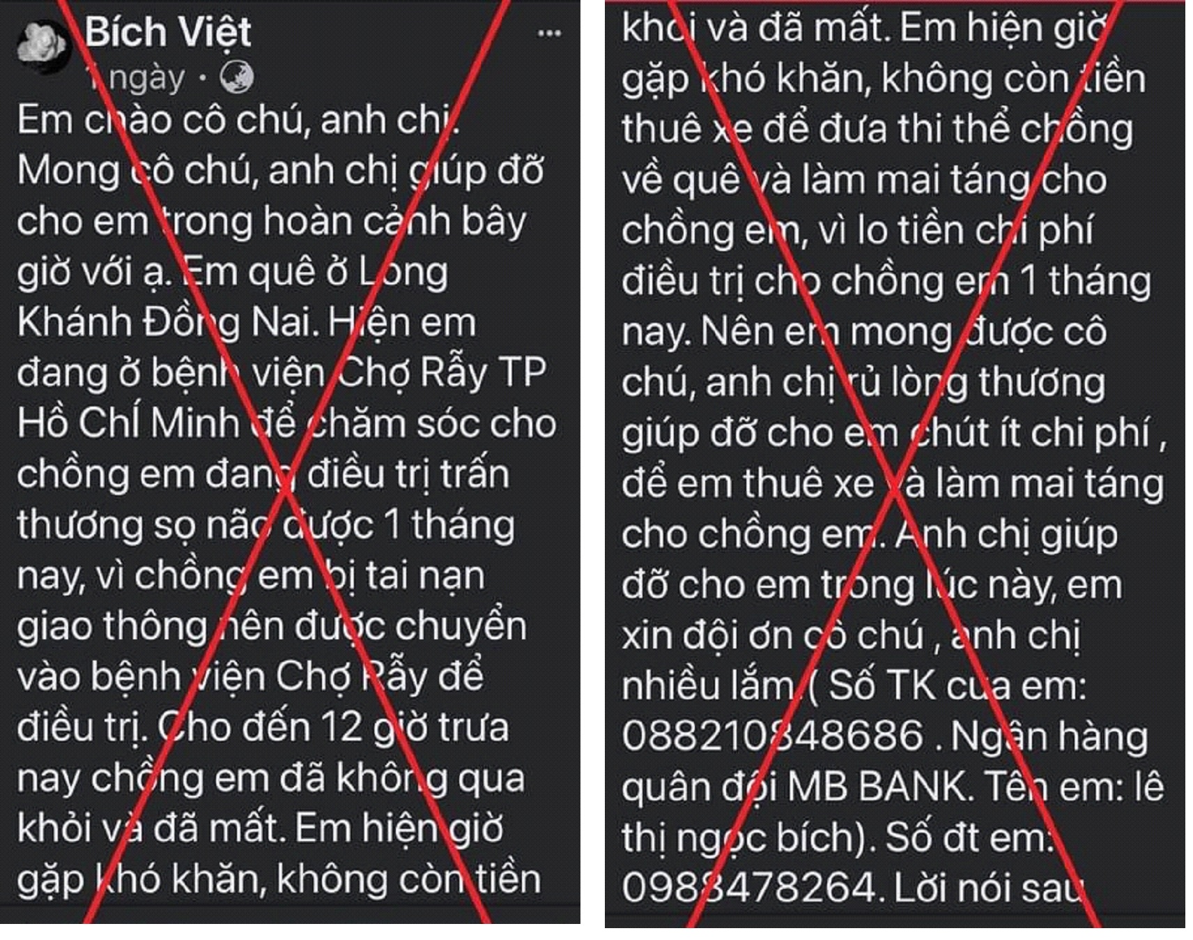 Cảnh báo lừa đảo xin tiền từ thiện đưa chồng về quê mai táng - Ảnh 3.