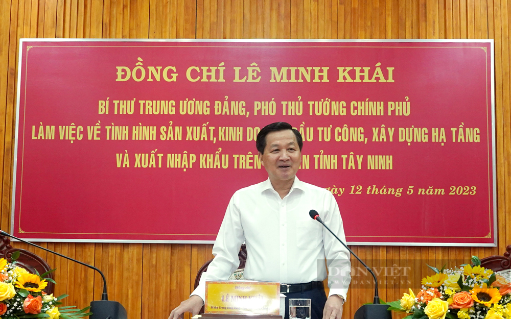 Phó Thủ tướng Chính phủ Lê Minh Khánh đề nghị Tây Ninh cần nỗ lực nhiều hơn nữa, đảm bảo hoàn thành các chỉ tiêu tăng trưởng kinh tế. Ảnh: Trần Khánh