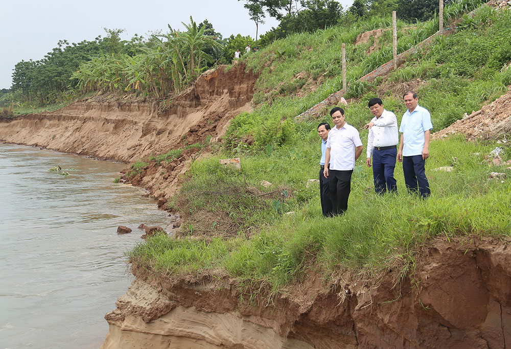 Phó Chủ tịch tỉnh Phú Thọ kiểm tra, chỉ đạo khắc phục sạt lở bờ, vở sông Đà - Ảnh 1.