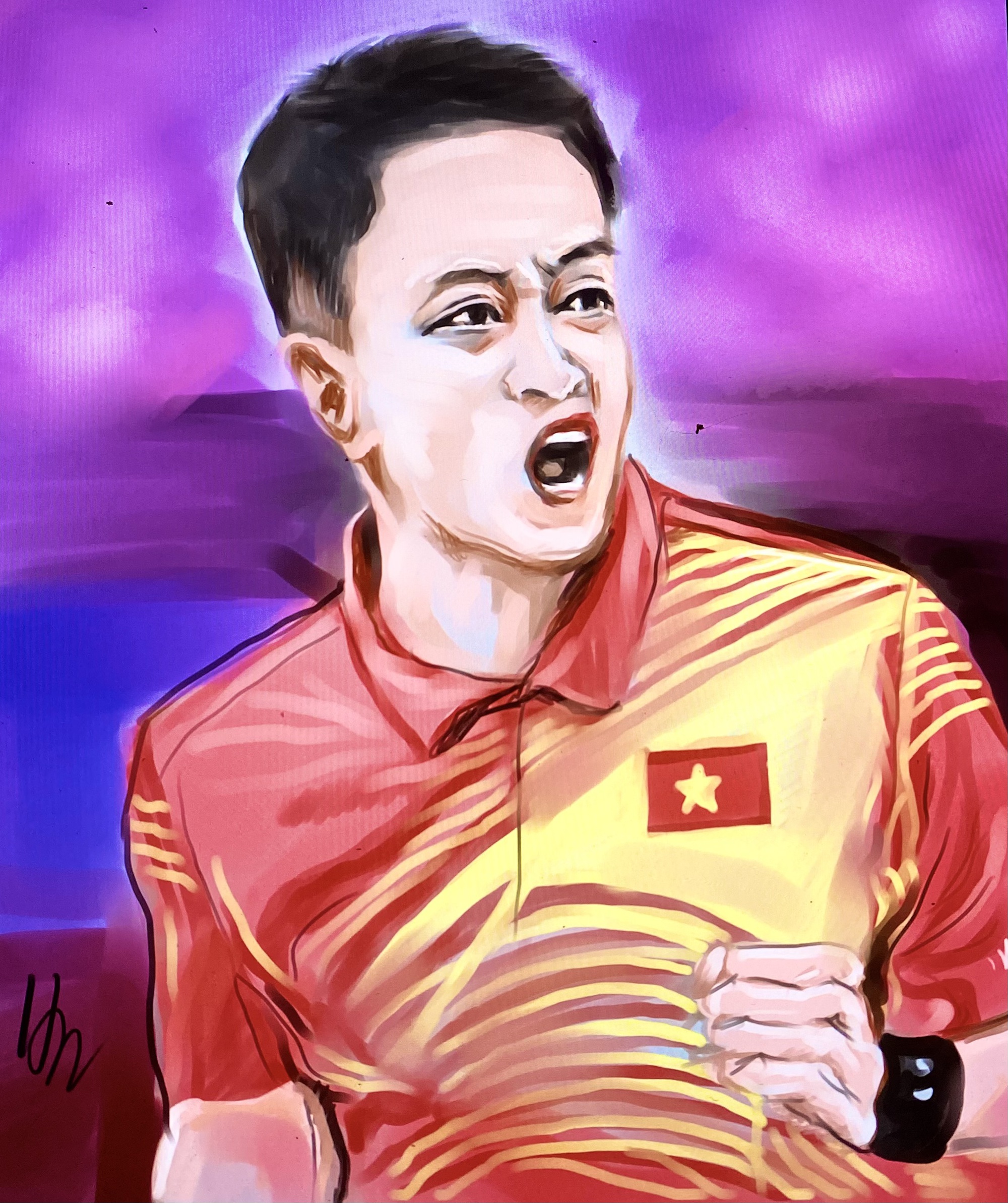 Nhà báo Huỳnh Dũng Nhân vẽ tranh về SEA Games 32 - Ảnh 3.