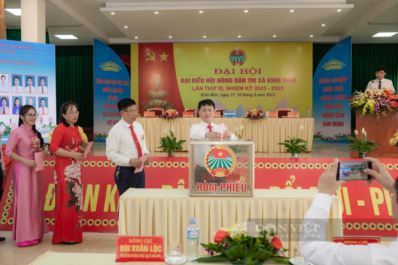 Hải Dương: Đại hội đại biểu Hội Nông dân thị xã Kinh Môn, ông Hoàng Minh Côi tái đắc cử Chủ tịch Hội - Ảnh 7.