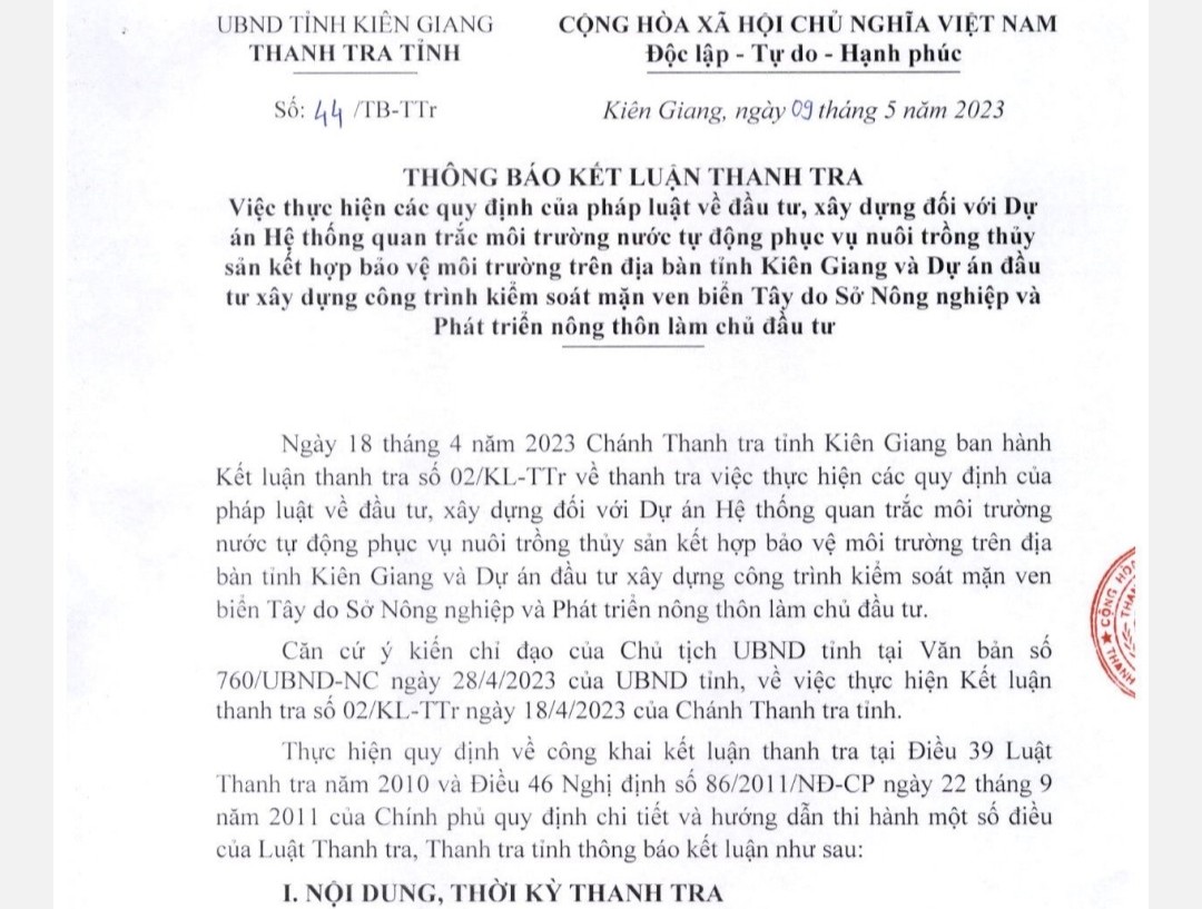 Kiên Giang: Sai phạm nghiêm trọng tại các dự án do Công ty Cổ phần Tiến bộ Quốc tế trúng thầu - Ảnh 1.