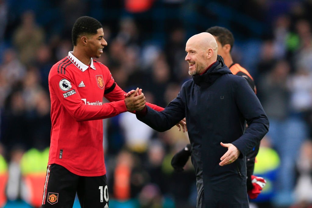 HLV Ten Hag hé lộ lý do Rashford chưa gia hạn hợp đồng với M.U - Ảnh 1.