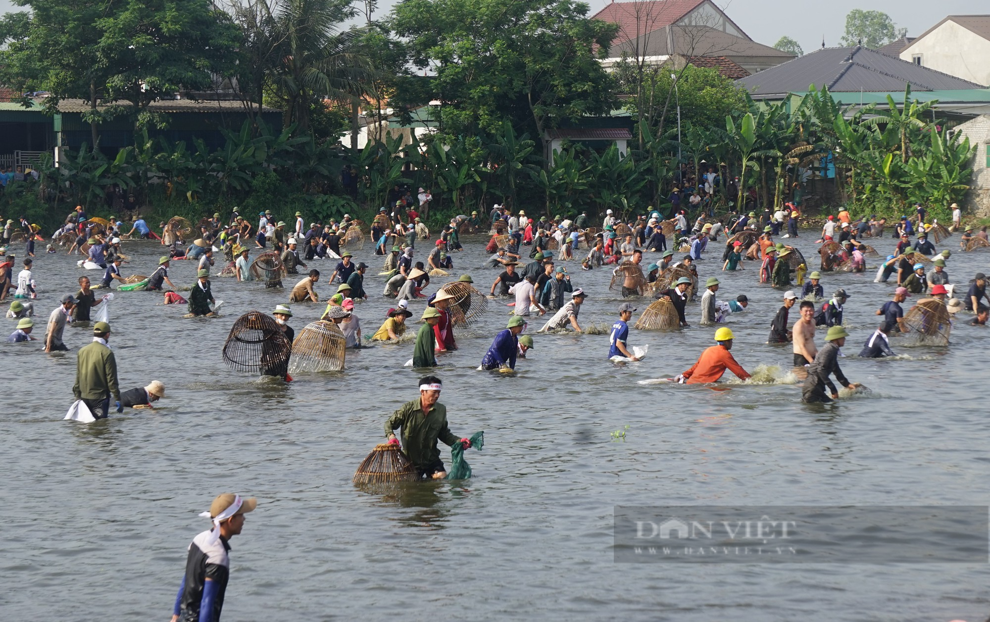 Sau một hồi trống lớn, hơn 600 người ào xuống bàu Mực ở Nghệ An trổ tài đánh cá bằng nơm - Ảnh 2.