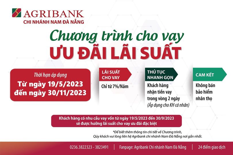 Agribank Nam Đà Nẵng triển khai Chương trình cho vay với lãi suất ưu đãi đặc biệt - Ảnh 1.