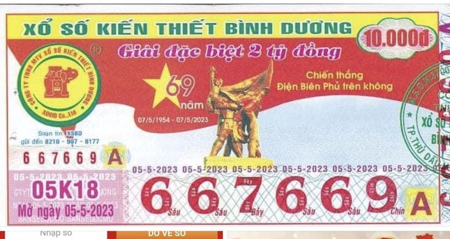 Xổ số Bình Dương in nhầm Chiến thắng Điện Biên Phủ thành Chiến thắng Điện Biên Phủ trên không - Ảnh 1.