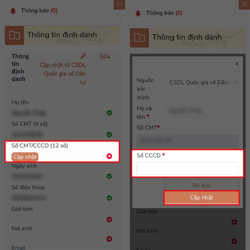 Cách cập nhật số CCCD trên Cổng Dịch vụ Công Quốc gia đơn giản, nhanh chóng - Ảnh 3.