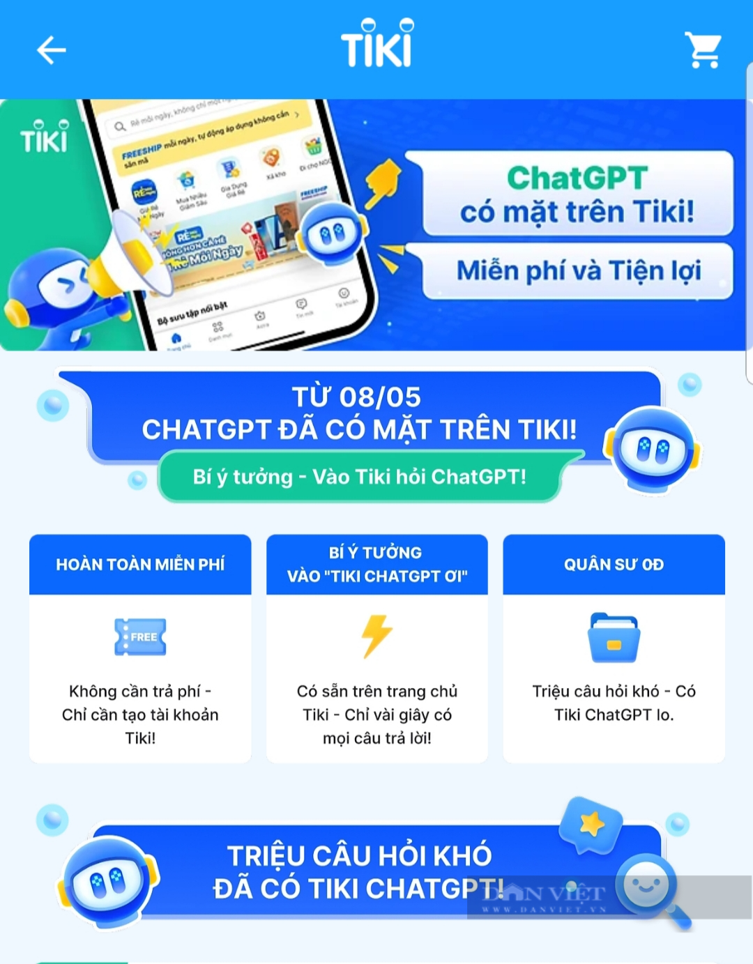 Tiki tích hợp ChatGPT miễn phí nhằm thu hút người dùng - Ảnh 1.