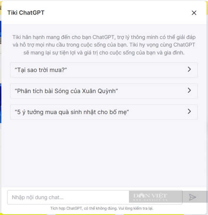 Tiki tích hợp ChatGPT miễn phí nhằm thu hút người dùng - Ảnh 2.