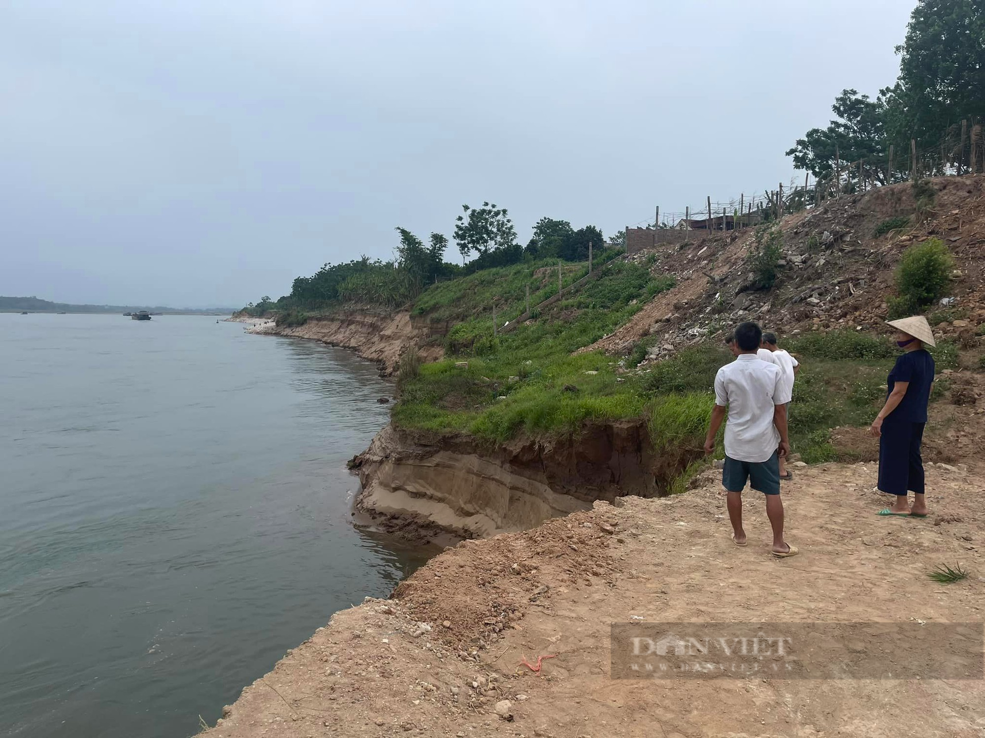 Sạt lở bờ vở sông Đà đe dọa đê bối, cuộc sống 150 hộ dân - Ảnh 3.