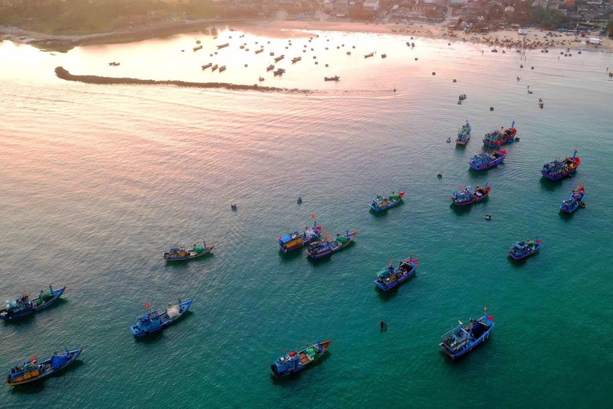 Chợ quê lập từ thời nhà Nguyễn ở Quảng Ngãi họp ngay mép sóng, trên trời dưới toàn cá tươi ngon - Ảnh 1.