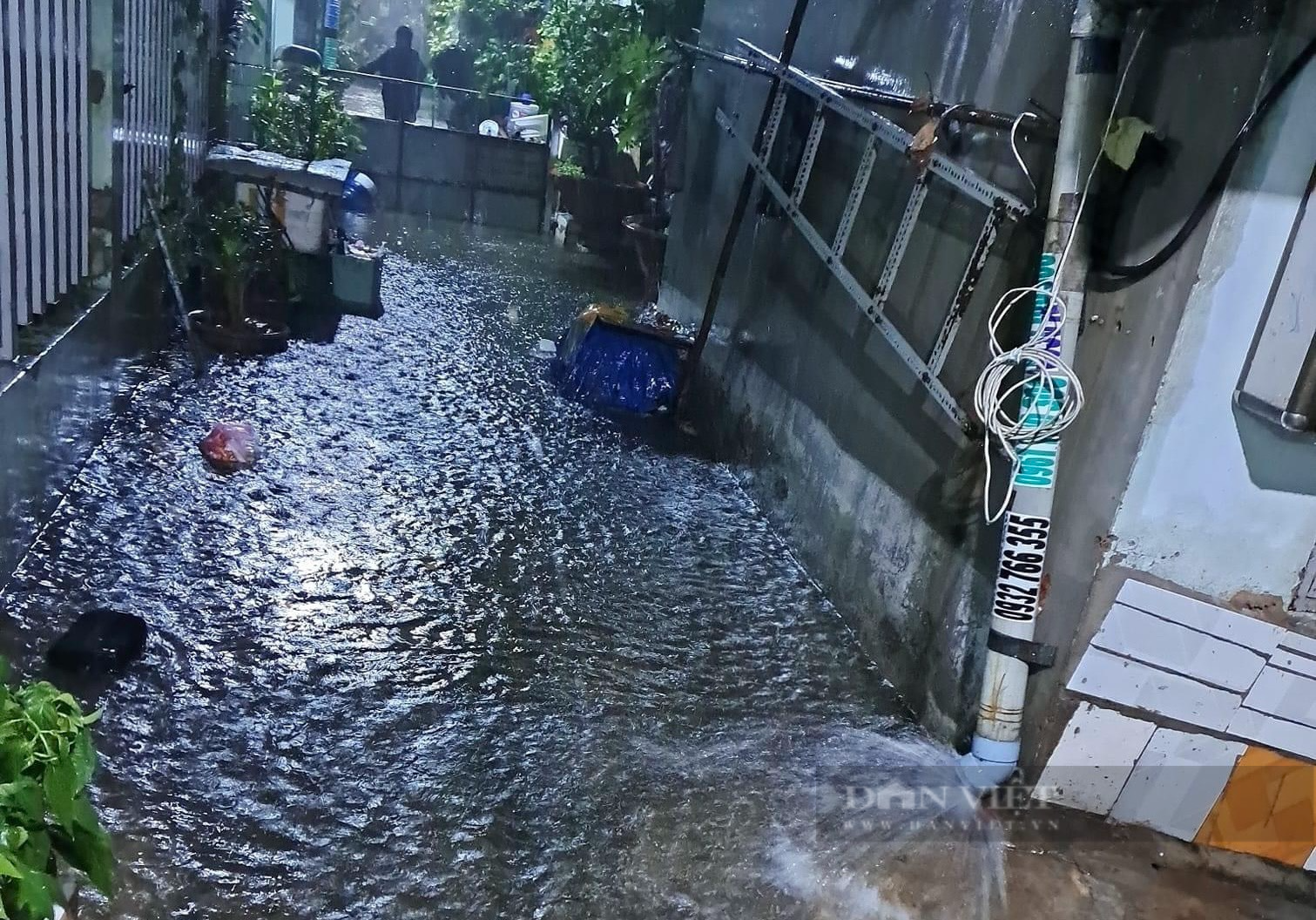 Nước ngập, cây ngã, TP.HCM “hỗn loạn” sau cơn mưa kéo dài hơn 1 giờ đồng hồ - Ảnh 4.