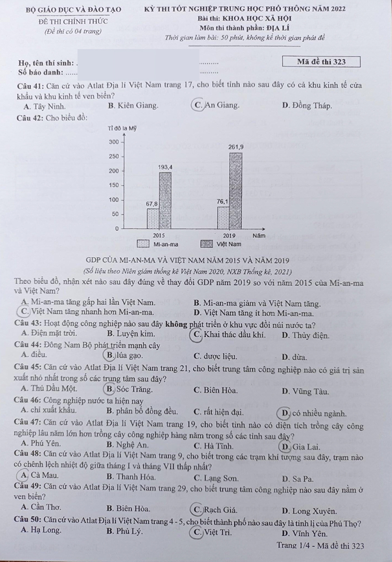 Đề thi tổ hợp các môn Khoa học xã hội tốt nghiệp THPT năm 2022 có đáp án chi tiết nhất  - Ảnh 5.