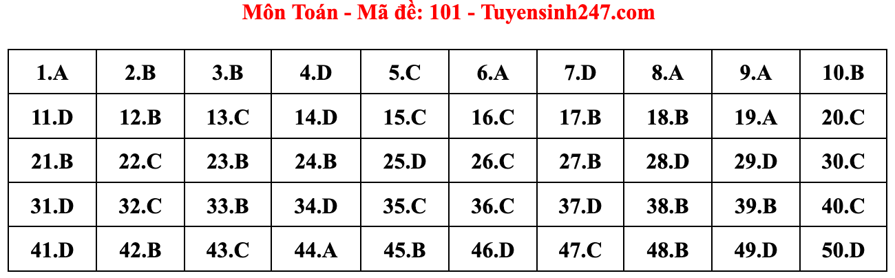 Cập nhật gợi ý đáp án đề thi môn Toán tốt nghiệp THPT năm 2023 theo mã đề chuẩn nhất  - Ảnh 3.