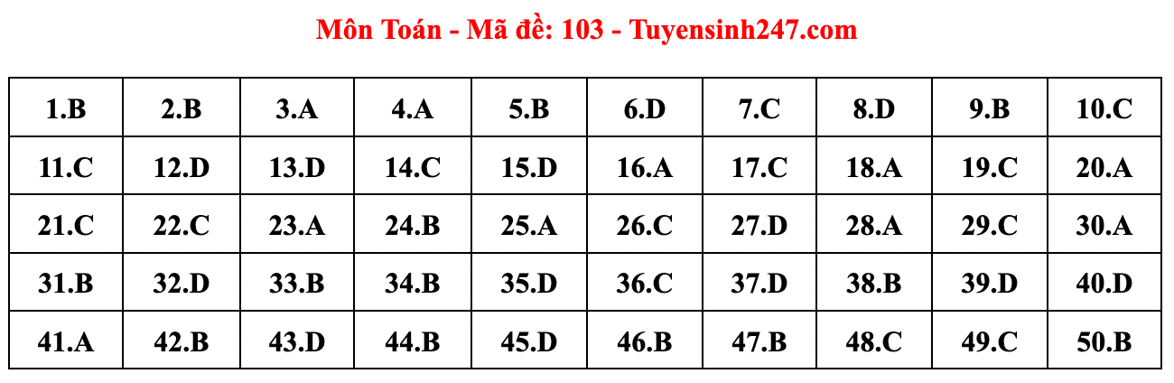 Gợi ý đáp án đề thi môn Toán tốt nghiệp THPT năm 2023 theo mã đề chuẩn nhất  - Ảnh 5.