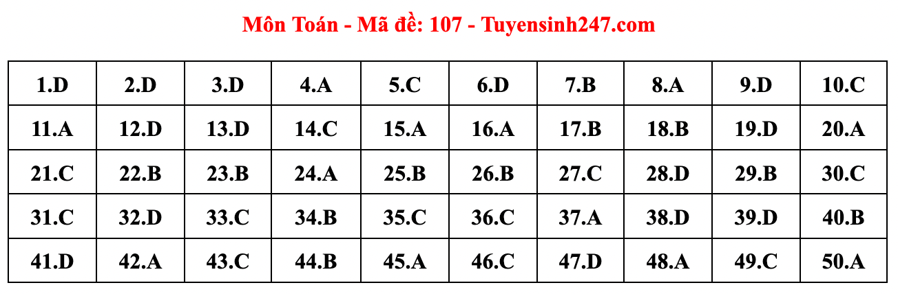 Cập nhật gợi ý đáp án đề thi môn Toán tốt nghiệp THPT năm 2023 theo mã đề chuẩn nhất  - Ảnh 9.