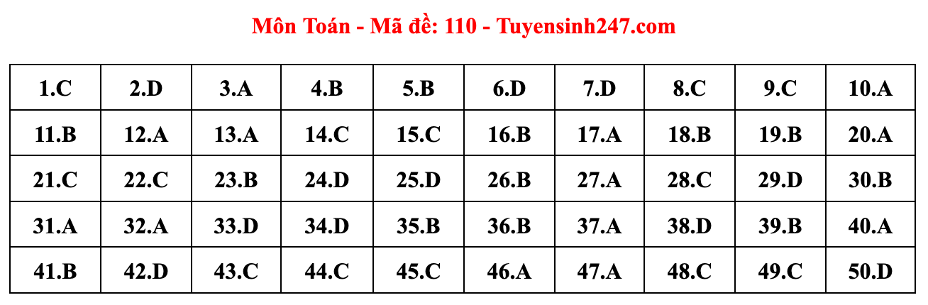 Gợi ý đáp án đề thi môn Toán tốt nghiệp THPT năm 2023 theo mã đề chuẩn nhất  - Ảnh 12.