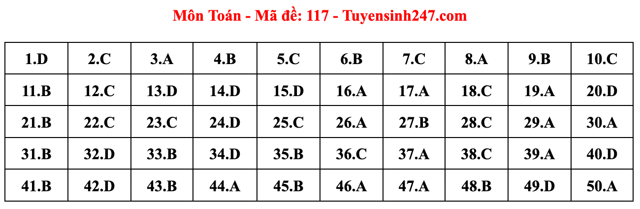 Gợi ý đáp án đề thi môn Toán tốt nghiệp THPT năm 2023 theo mã đề chuẩn nhất  - Ảnh 19.