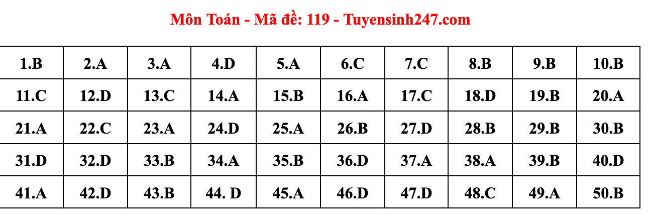 Gợi ý đáp án đề thi môn Toán tốt nghiệp THPT năm 2023 theo mã đề chuẩn nhất  - Ảnh 21.