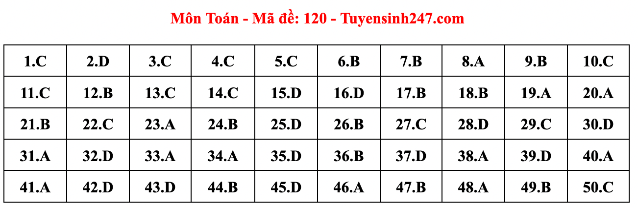 Gợi ý đáp án đề thi môn Toán tốt nghiệp THPT năm 2023 theo mã đề chuẩn nhất  - Ảnh 22.